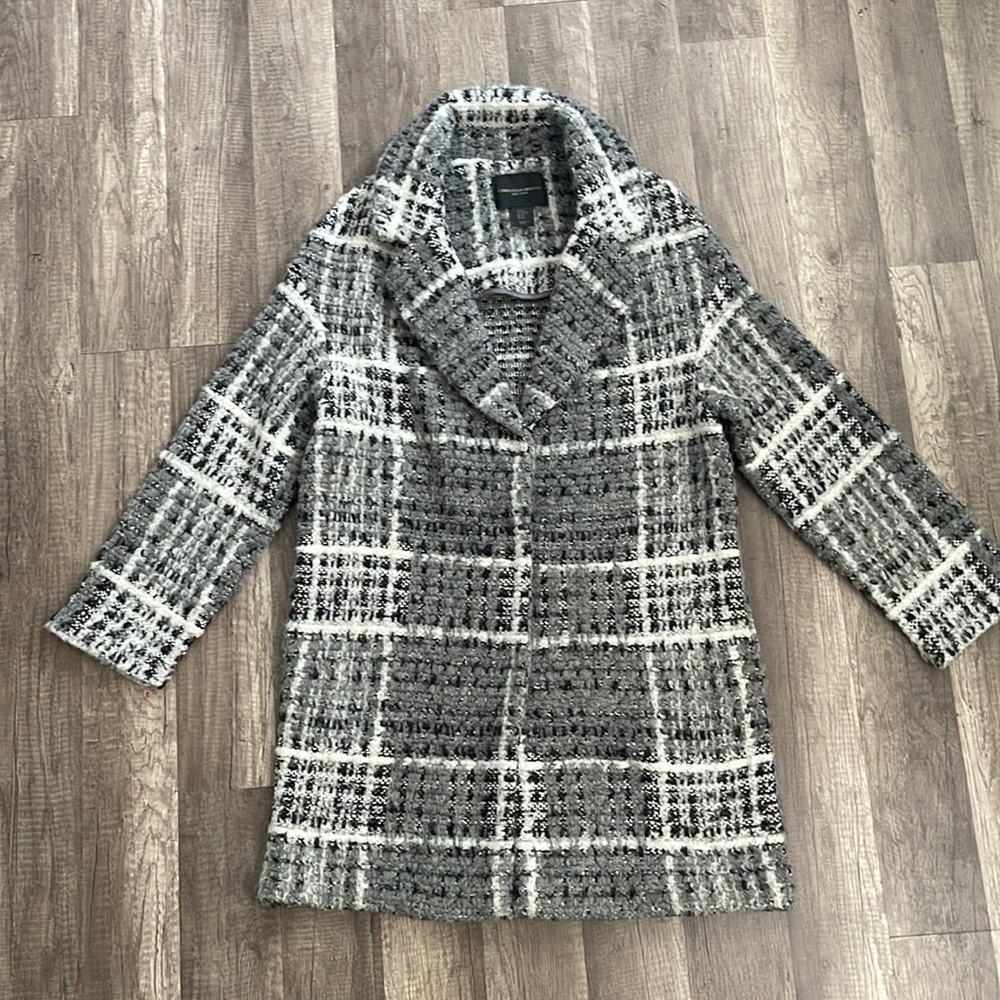 CHRISTIAN SIRIANO New York Grey Black White checkered wool Coat Pea coat